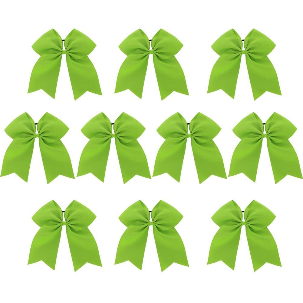 Myamy Baby Girls Larger Cheer Bows Hair Ties Cheerleading Pony Tail Holder Elastic Head Loop For Infant Teens Kids 10Piece Apple Green