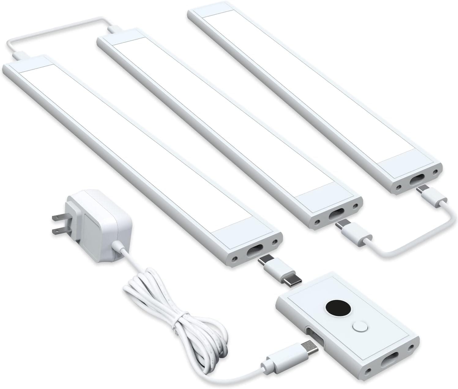 Hoepaid LED Under Cabinet Lighting, Linkable Hand Waving Sensor Activated 90-LEDs Closet Light, Uniform Light for Wardrobe, Cabinet, Cupboard (3Pcs)