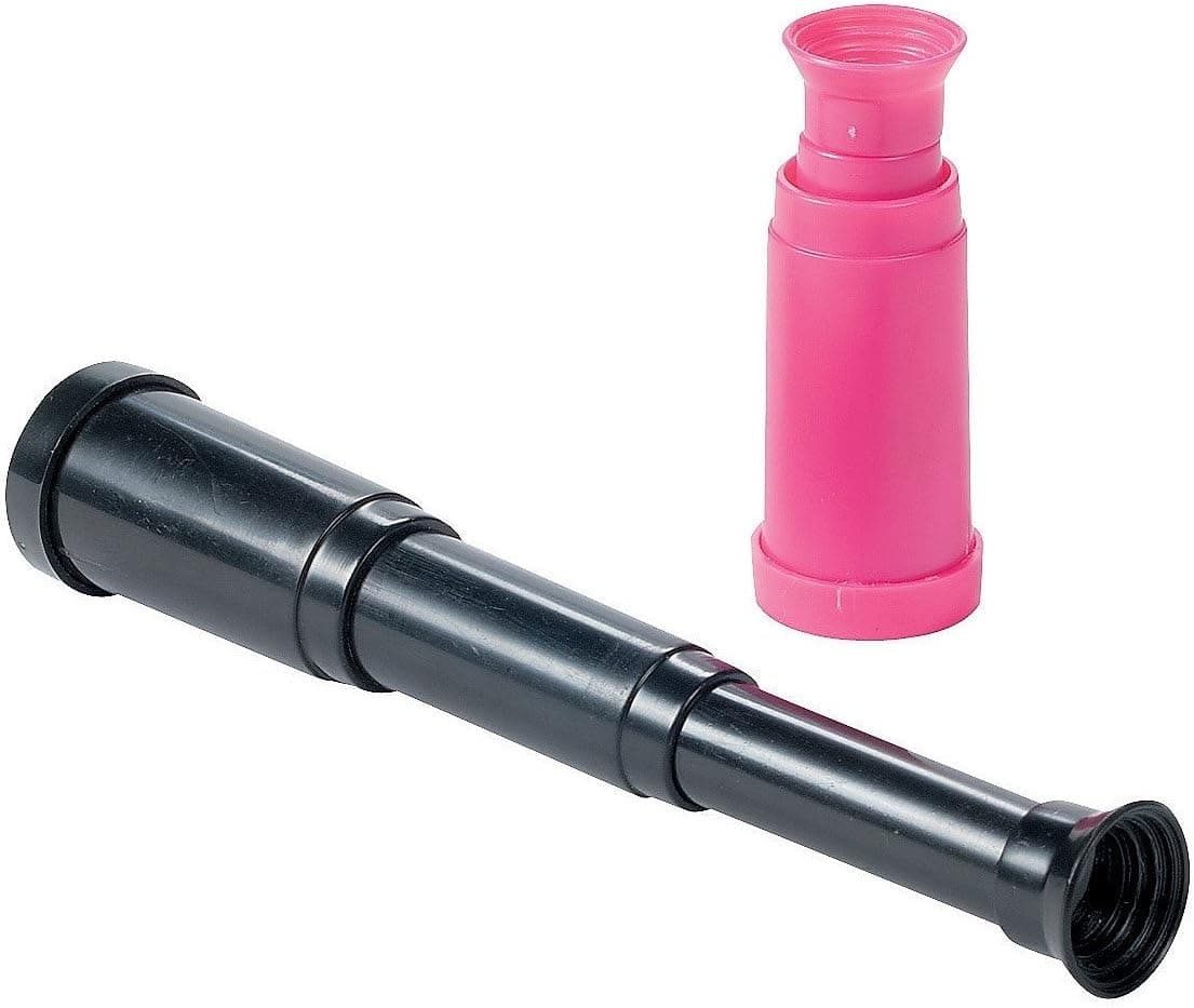 Fun Express - 1 Dz. Plastic Pink and Black Pirate Telescopes