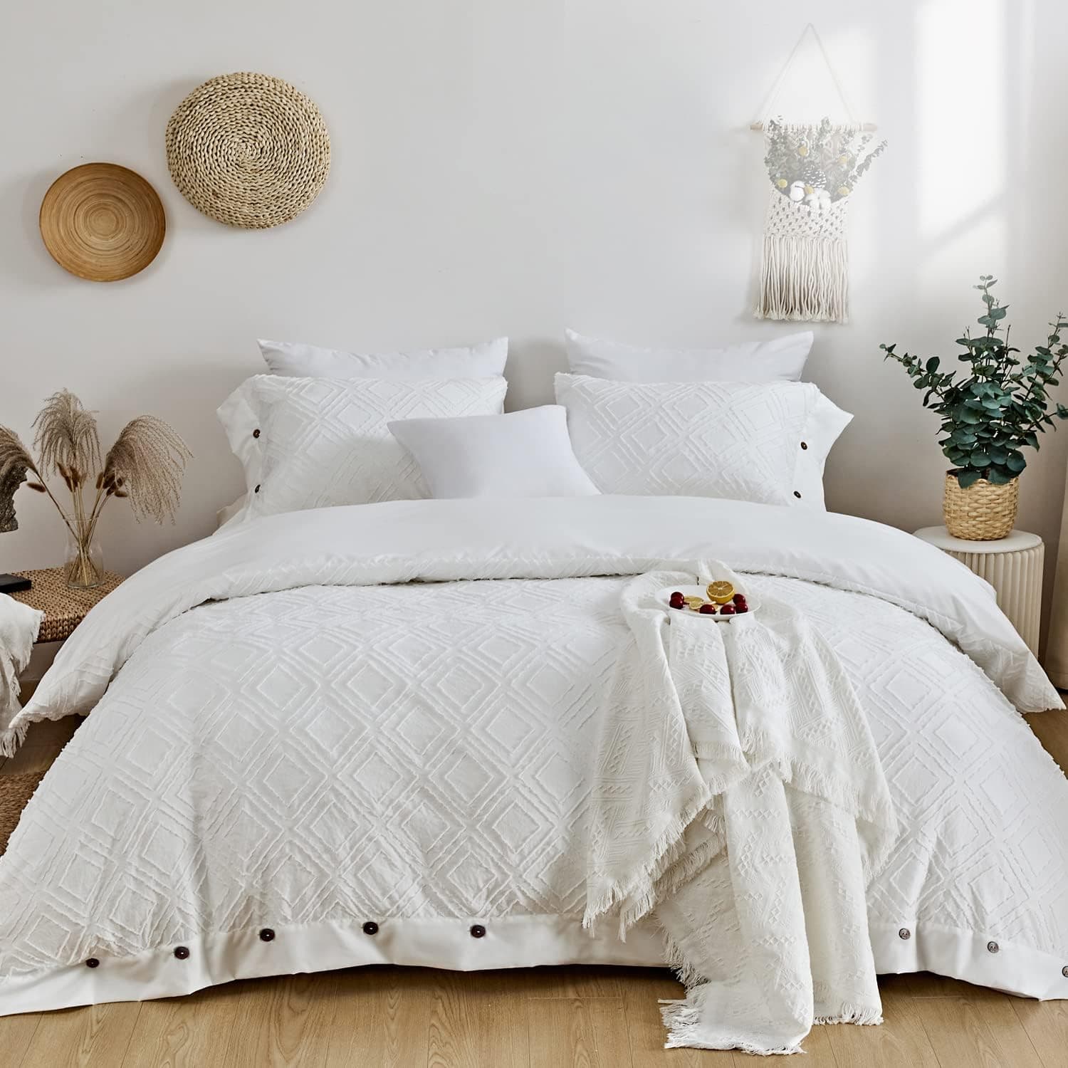 MILDLY White Tufted Duvet Cover Set Atum
