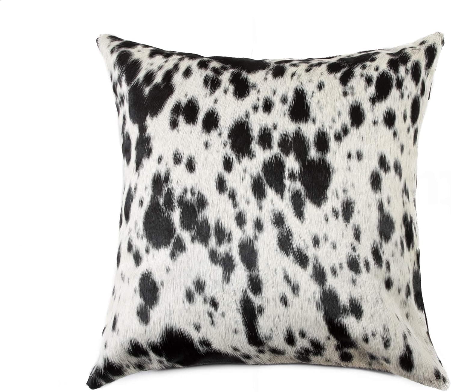 Natural Torino Cowhide Throw Pillows with Poly Insert | Accent Pillows Handcrafted from 100% Cow Hide, Black & White, 18 in x 18 in