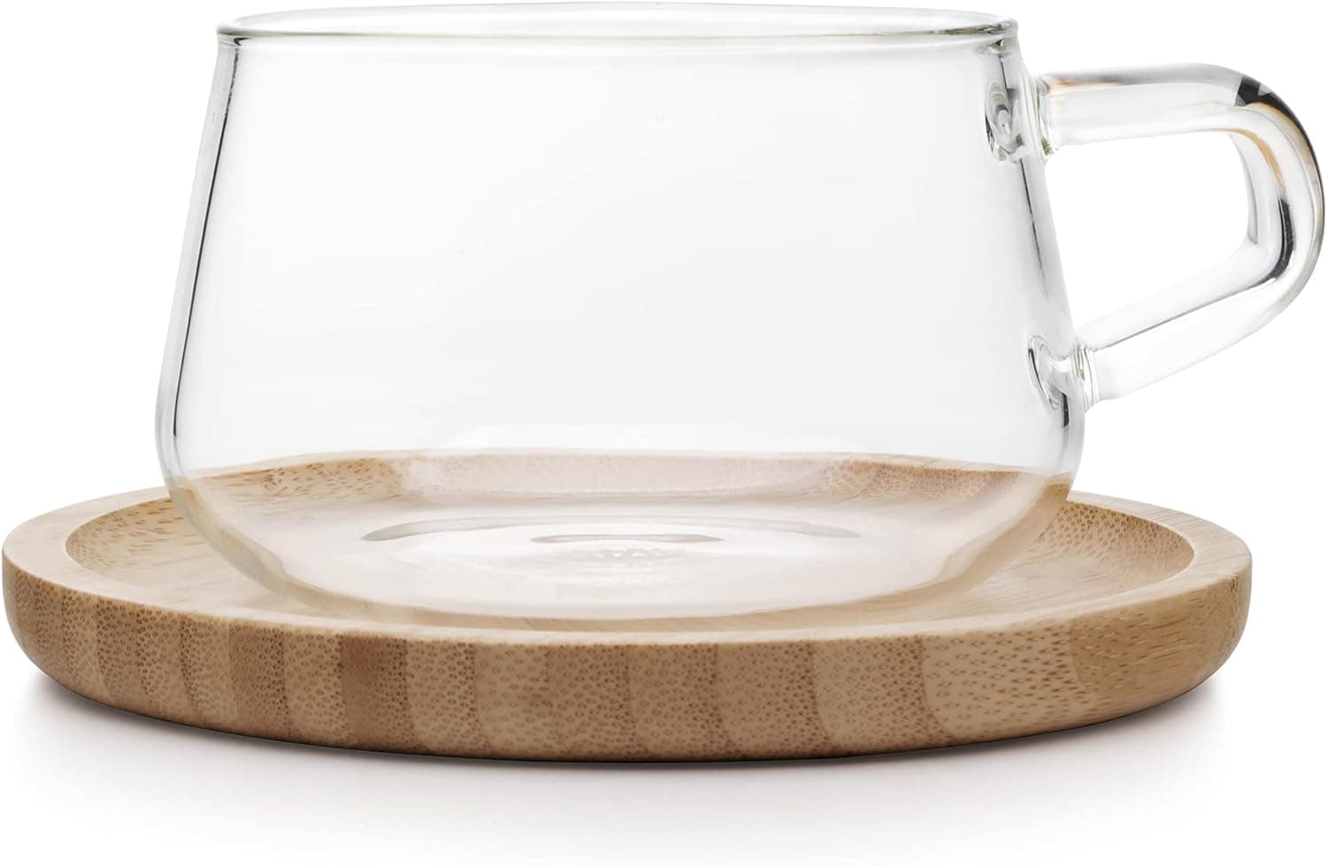 VIVA Classic Tea Cup and Saucer Glass/Wood- 250 ml / 8.5 oz