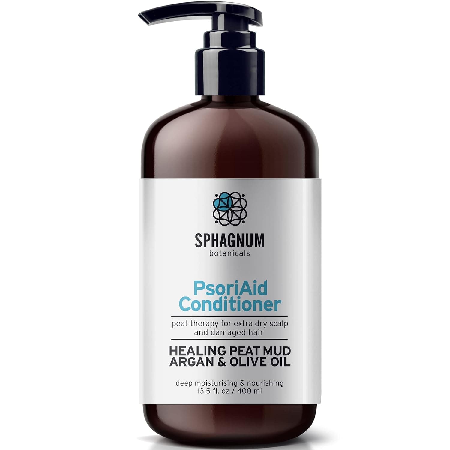 Sphagnum Botanicals New Psoriasis Conditioner - Effective Argan & Olive Oil Treatment with Healing Peat Mud for Thin, Dry and Damaged Hair 13.5 fl. oz