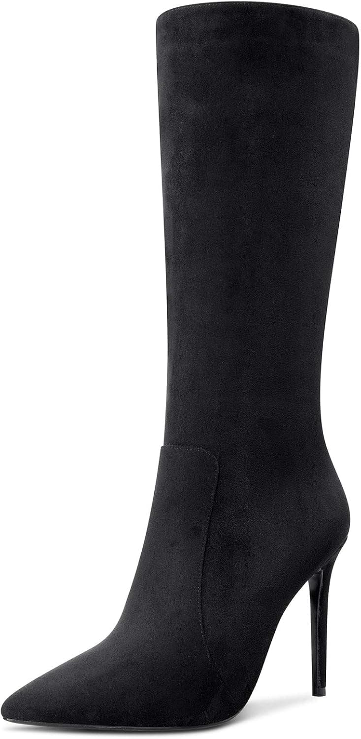 Castamere Womens Knee High Boots High Heels Elegant Pointy Toe Stilettos Boot with Zipper 10CM Heel