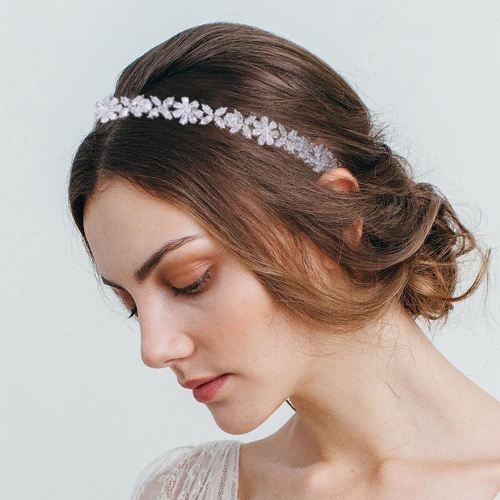 FASNAHOK CZ Headband Wedding Bridal Tiaras and Crowns for Women Bridesmaid Headwear Party Birthday Headpiece with Zirconia