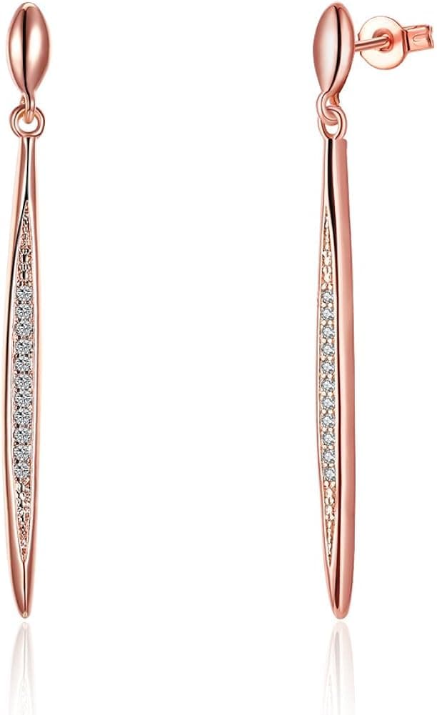 Long Marquise Chandelier Earrings Dual Spike Zirconia Crystal Dangle Earrings for Women, Bride