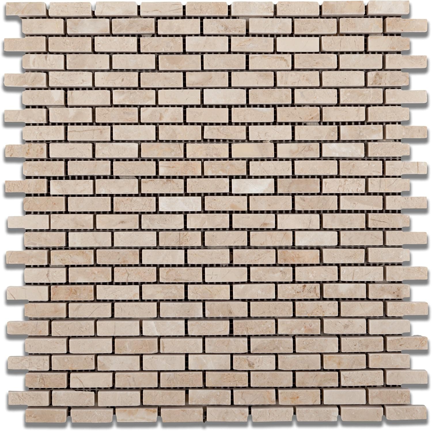 Bursa Beige/Sandy Beige Marble Mini - Brick Honed Mosaic Tile - 6" X 6" Sample
