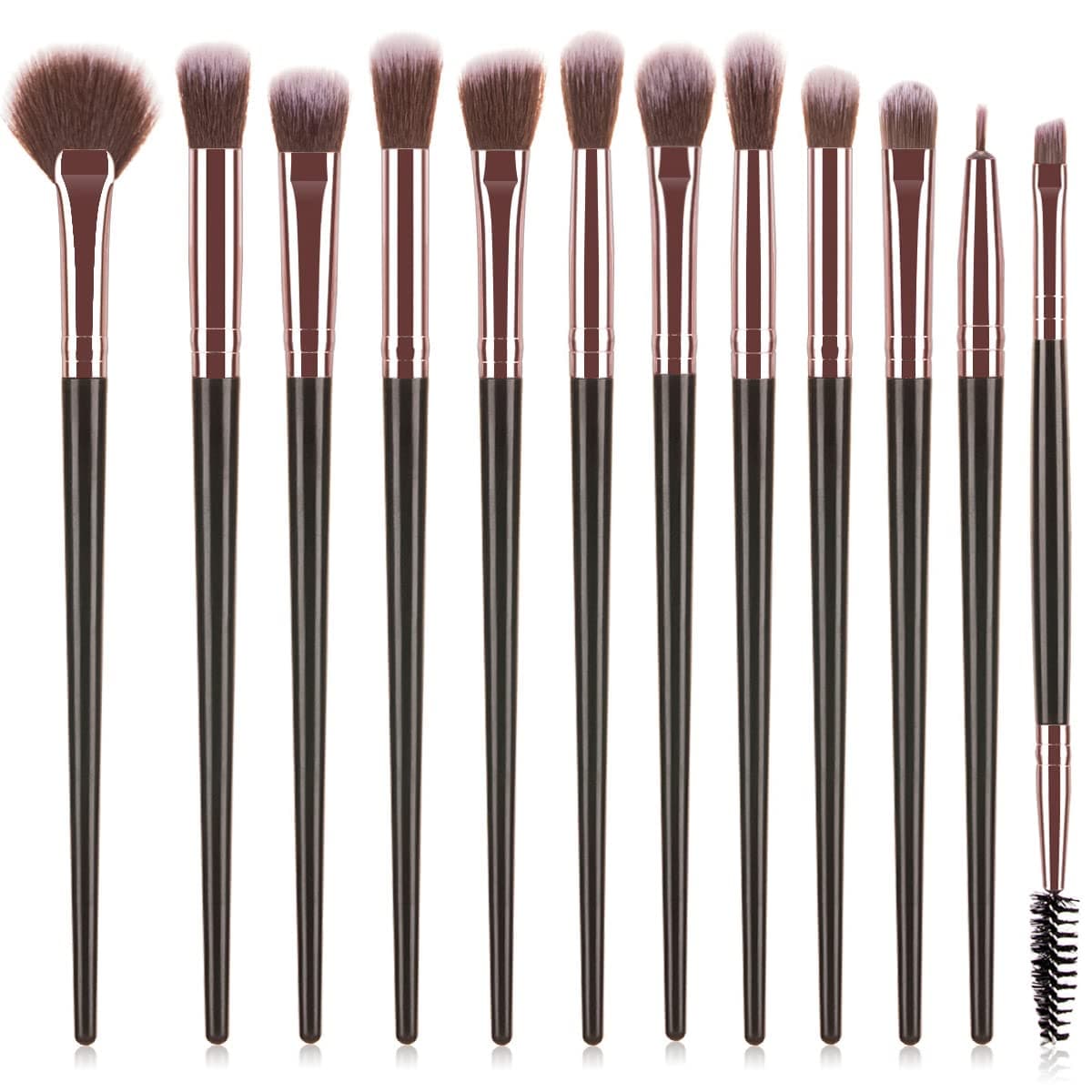 Eye Makeup Brushes, 12pcs Eyeshadow Makeup Brushes Set with Soft Synthetic Hairs for Eyeshadow, Eyebrow, Eyeliner, Blending (Rose Gold)