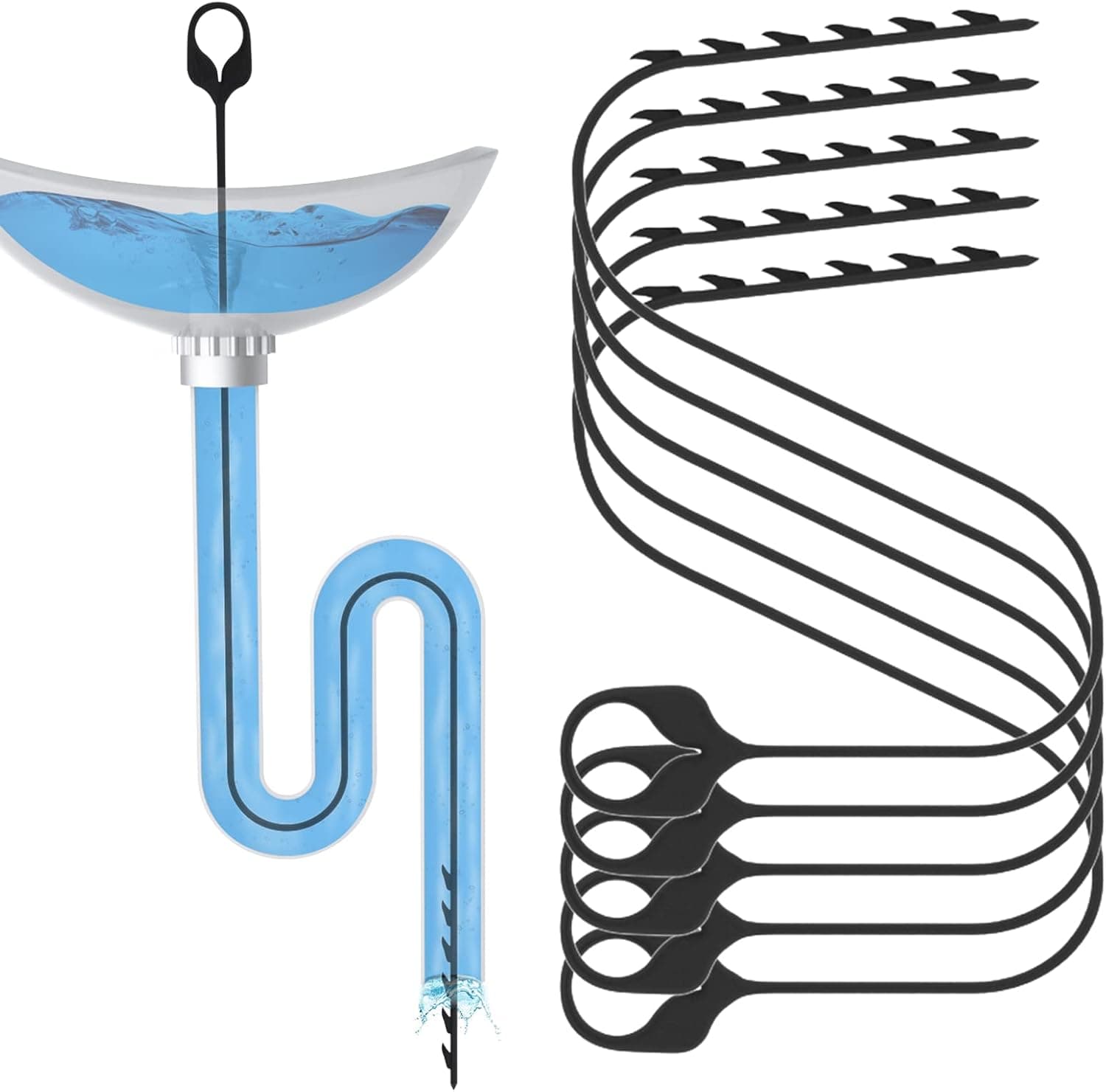 30 Inch Long Sink Snake Drain Clog Remover, Nylon Anti-break Snake Drain Auger Hair Catcher for Bathroom Shower Drain, Bathtub Hair Clogs, Kitchen Sink Drain Cleaning (5 Pack) (Black)
