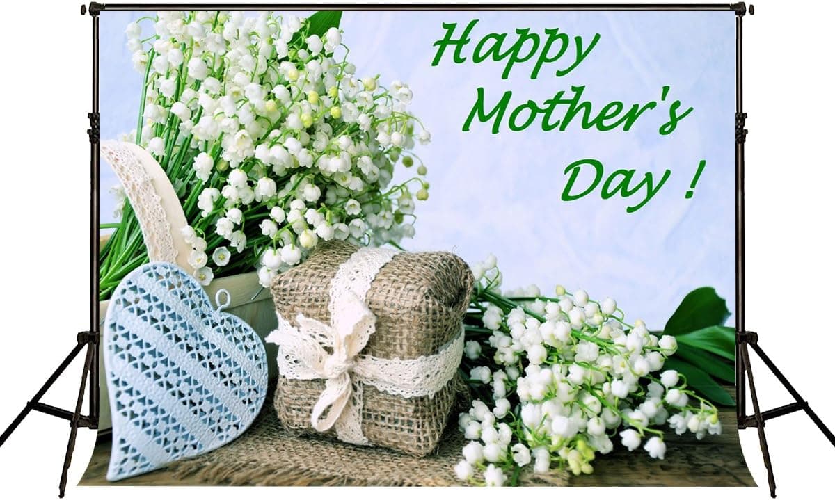 Kate 7x5ft Happy Mothers Day Backdrops for Photographer White Flowers Background Photo Studio Prop