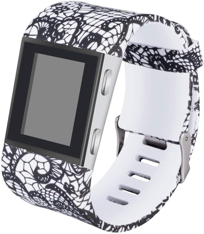 Newest Colorful Flower Surge Bands，Soft Silicone Band with Metal Buckle Bracelet Strap Replacement Band for Women Men Girls Replacement Accessories Fitness Wristband Sport (S, black net vine)