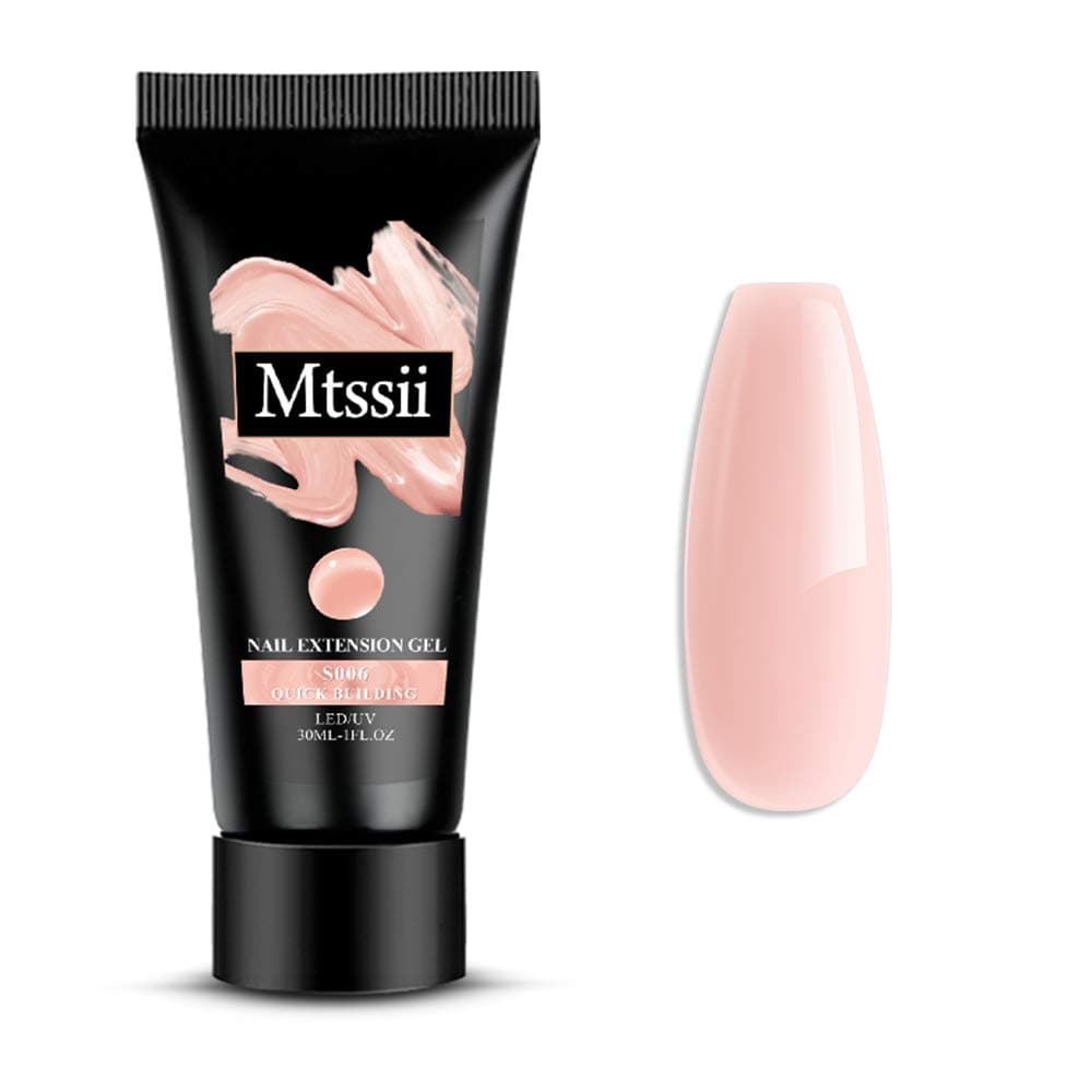 MTSSII Poly Extension Nail Gel, 30ml Mini Quick Building Poly Extension Nail Gel for Women Trendy Nail Art Design, Soak off UV/LED, Light Pink