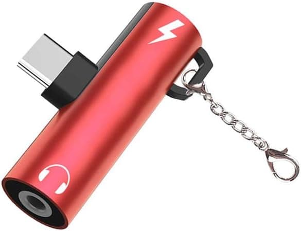 3 in 1 Type C to 3.5mm Headphone Adapter Charger Audio Adapter, Supports Charge/Phone Call/Music Compatible with USB C Type-c Charging Interface XiaoMi, Huawei, Nubia, Letv Android Phones (Red)