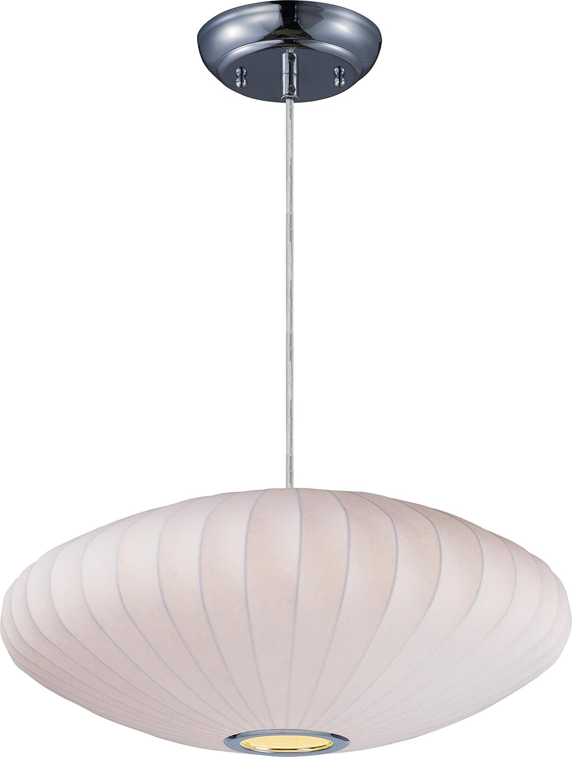 Maxim 12190WTPC Cocoon 5O's Contemporary Design Fiberglass Lantern Pendant Ceiling Light, 1-Light 60 Watt, 10" H x 25" W, Polished Chrome