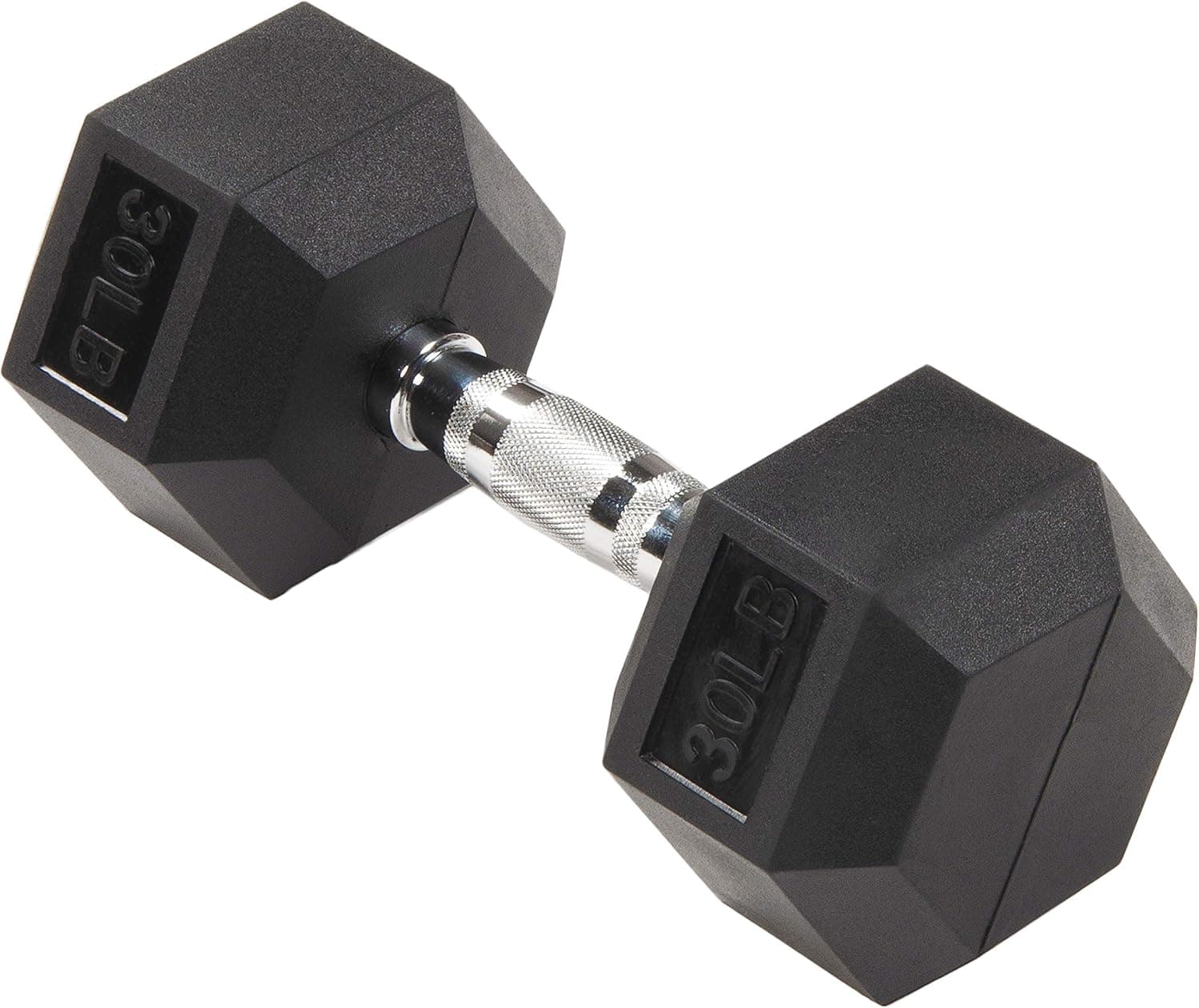 Sporzon! Rubber Encased Hex Dumbbell, Single, Black