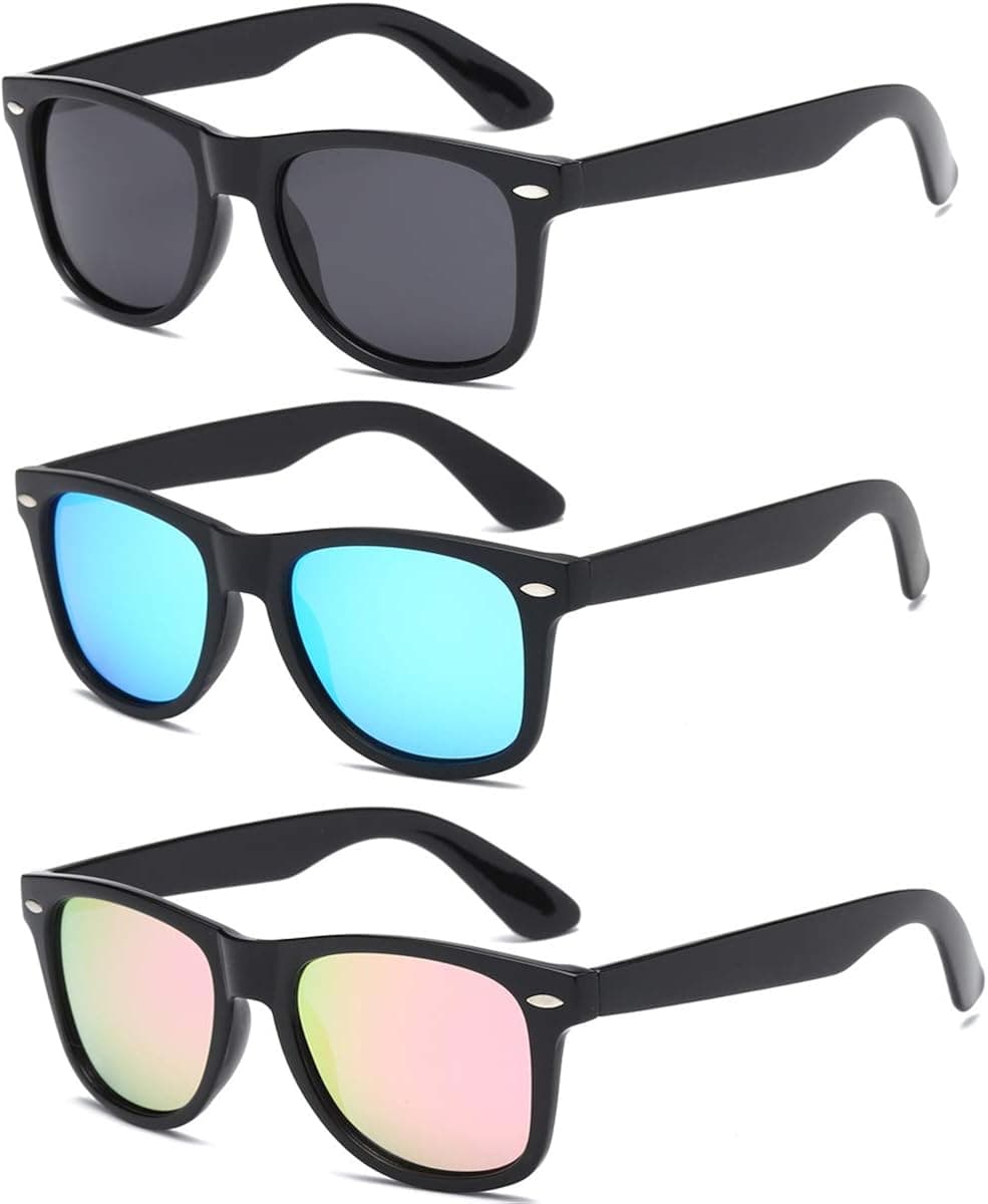 Hilbalm（3 pack Polarized Sunglasses for Men Women Retro Aviator Square Goggle Classic Alloy Frame glasses