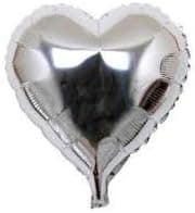 Silver Heart Shaped Mylar Balloons - Silver Heart Foil Balloons - 10 Count