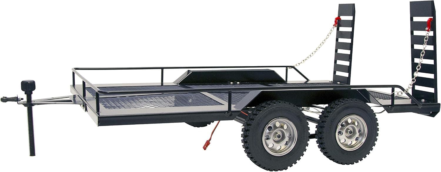 Vanguard 1:10 Scale Dual Axle Flatbed Trailer Kit with Lights for RC Rock Crawler Truck Buggy Cars : Axial SCX10 TRX-4 D90 RC4WD (Dual Axle)