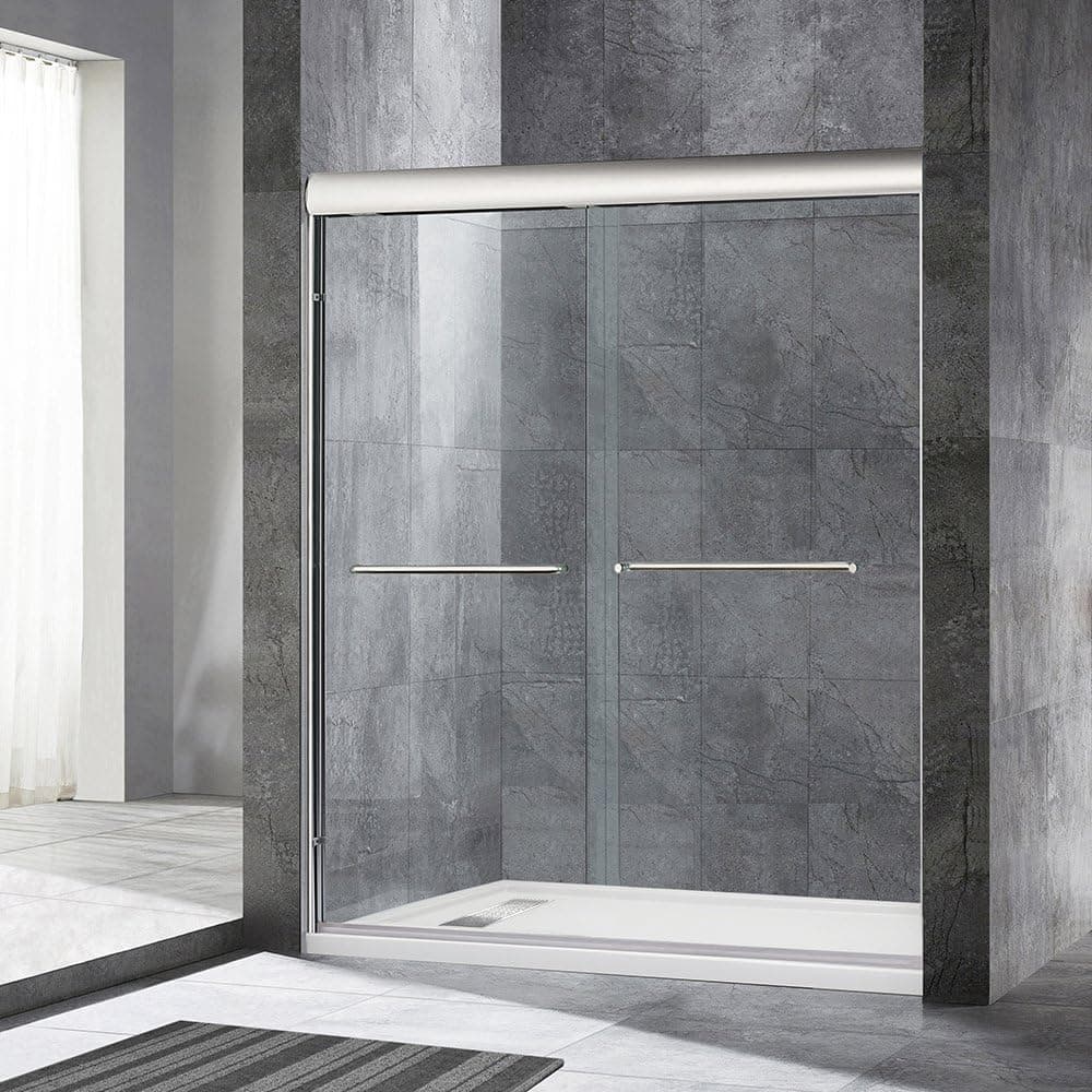 WoodBridge Semi-Framed Bypass Sliding Shower Door 56" to 60" by 72", Chrome Finish, MSDE6072-C