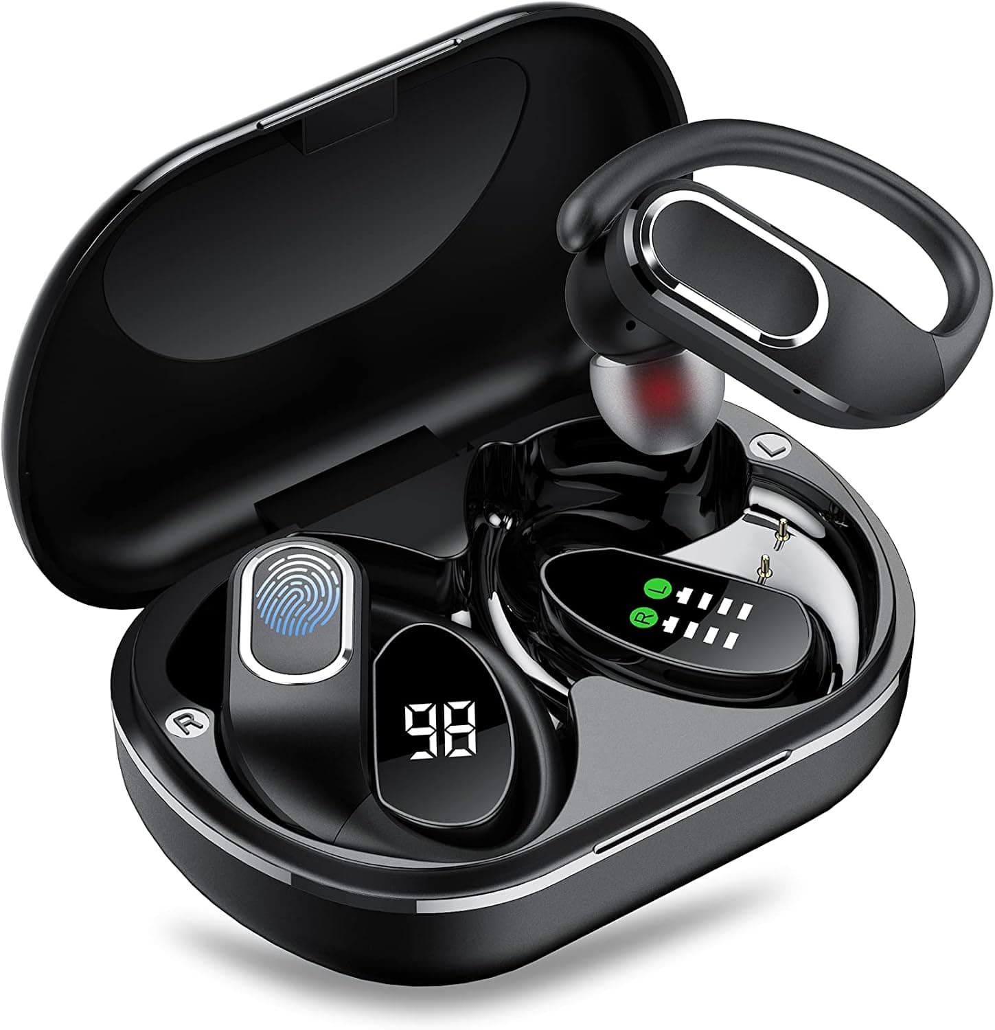 WeurGhy Wireless Earbuds, Bluetooth 5.1 Headphones with HD Microphone, Deep Bass in Ear Sports Earphones with LED Display, 80 Hours of Playtime, IPX7 Waterproof Earbuds for Workout Running