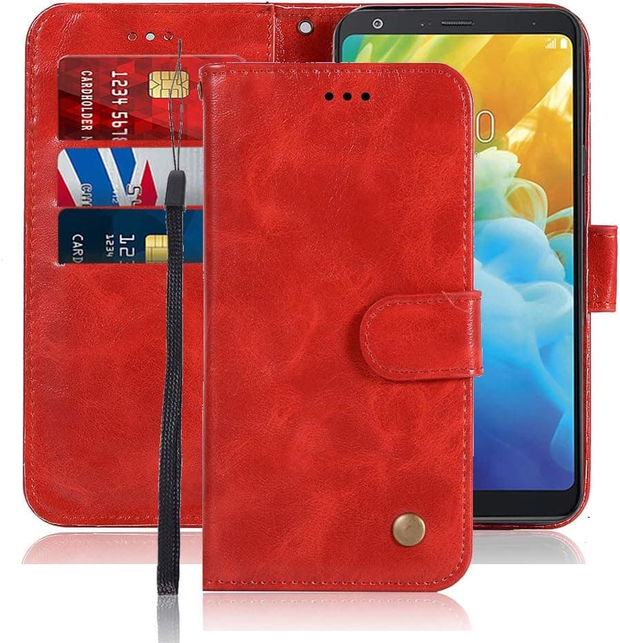 Minkuke for LG Stylo 5 Case Wallet Vintage Flip Leather with Card Holder Kickstand Protective Phone Cover (Red)