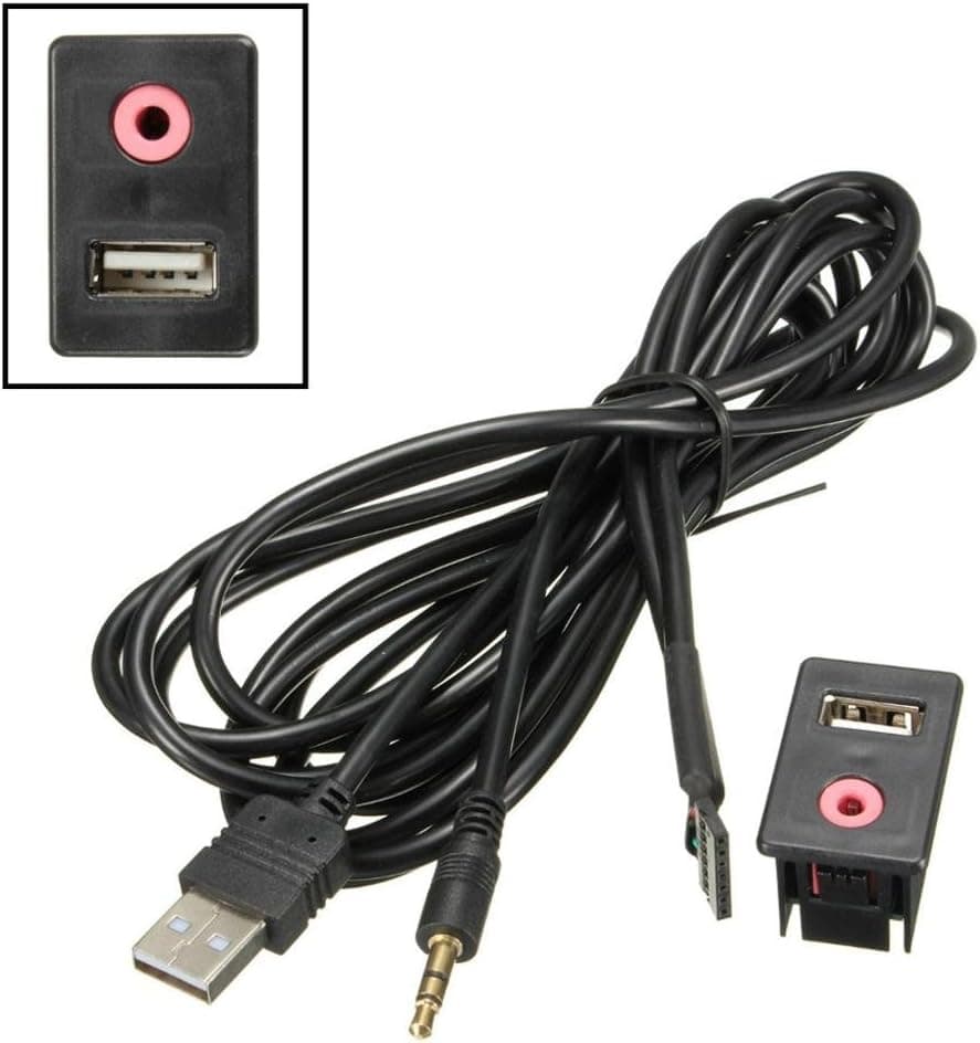 Ronben Flush Mount Autos 3.5mm USB AUX Headphone Male Jack Mounting Adapter Panel Input for VW,Toyota
