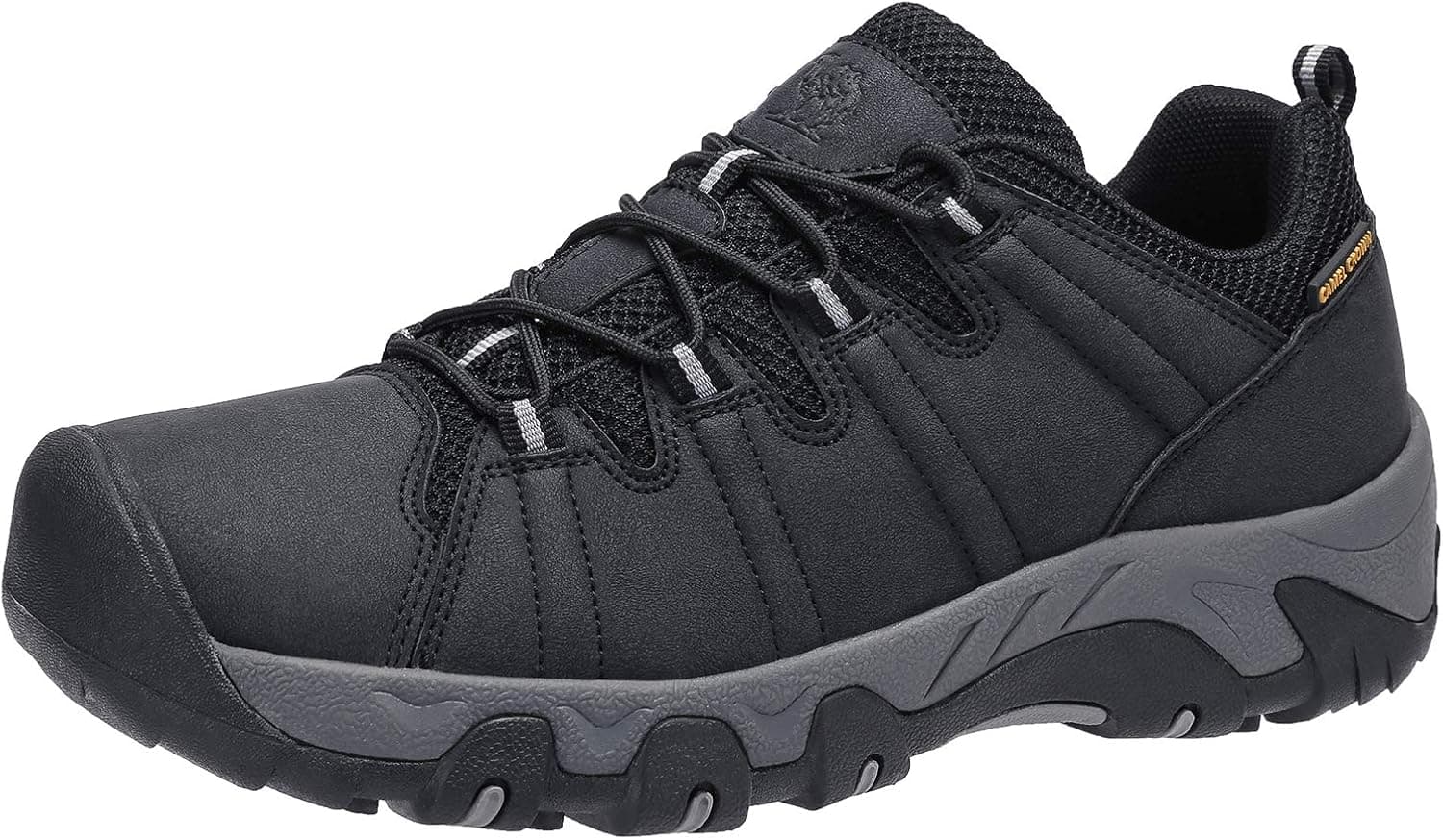CAMEL CROWN Men's Hiking Shoes Low Cut Waterproof Hiker Backpacking Boot for Men Outdoor Sneaker Black US 7