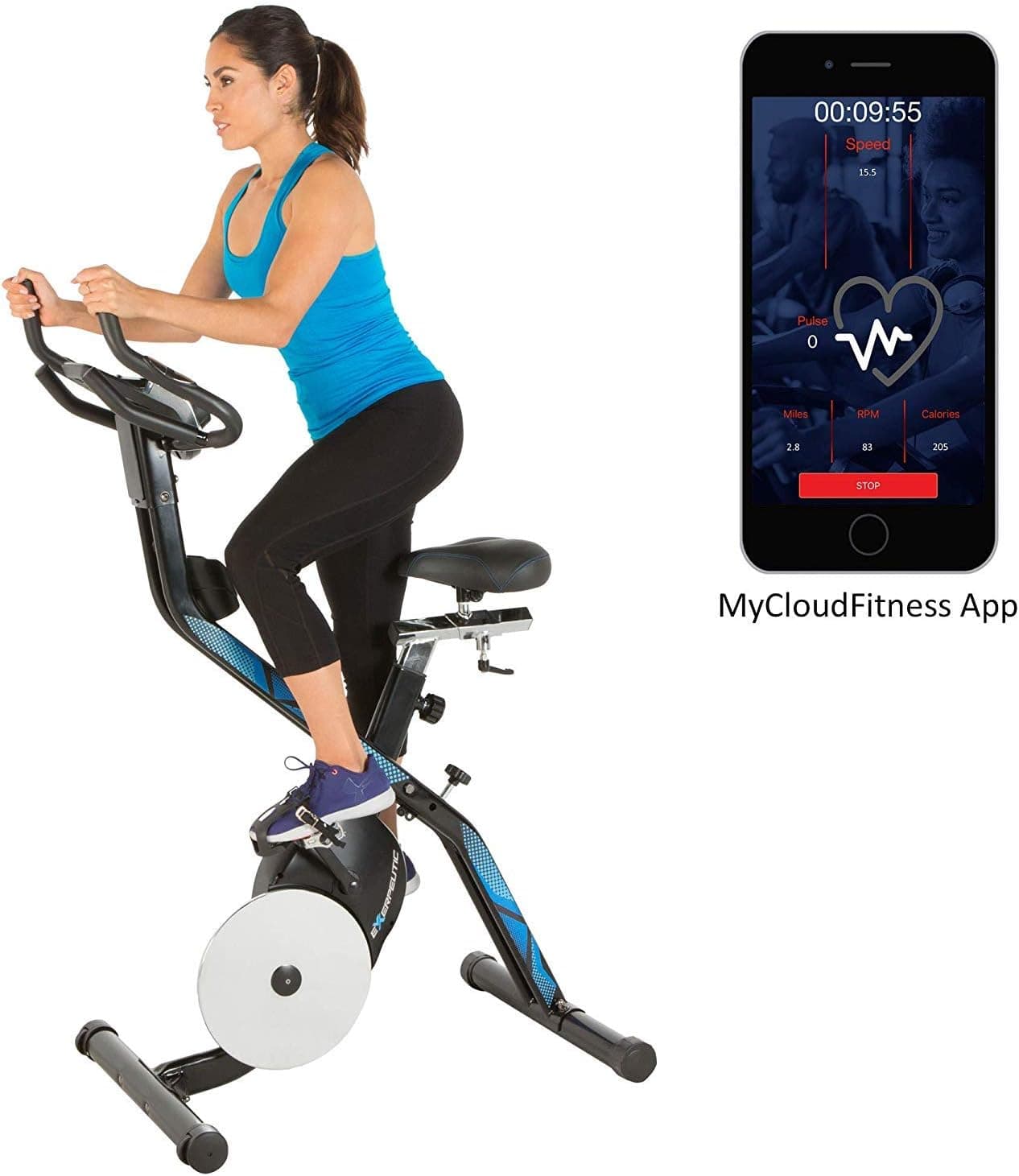Exerpeutic LXi 10 Bluetooth Smart Technology Folding Indoor Cycling Exercise Bike with Free App