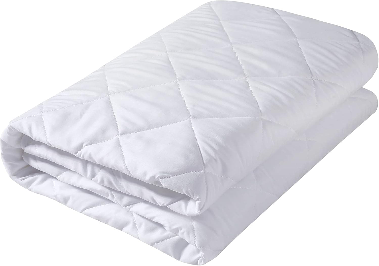 Amazon Brand – Pinzon Twin Mattress Pads Protector Waterproof Breathable Diamond Pattern Quilted Fitted Mattress Cover with Deep Pocket White-39" X 75"