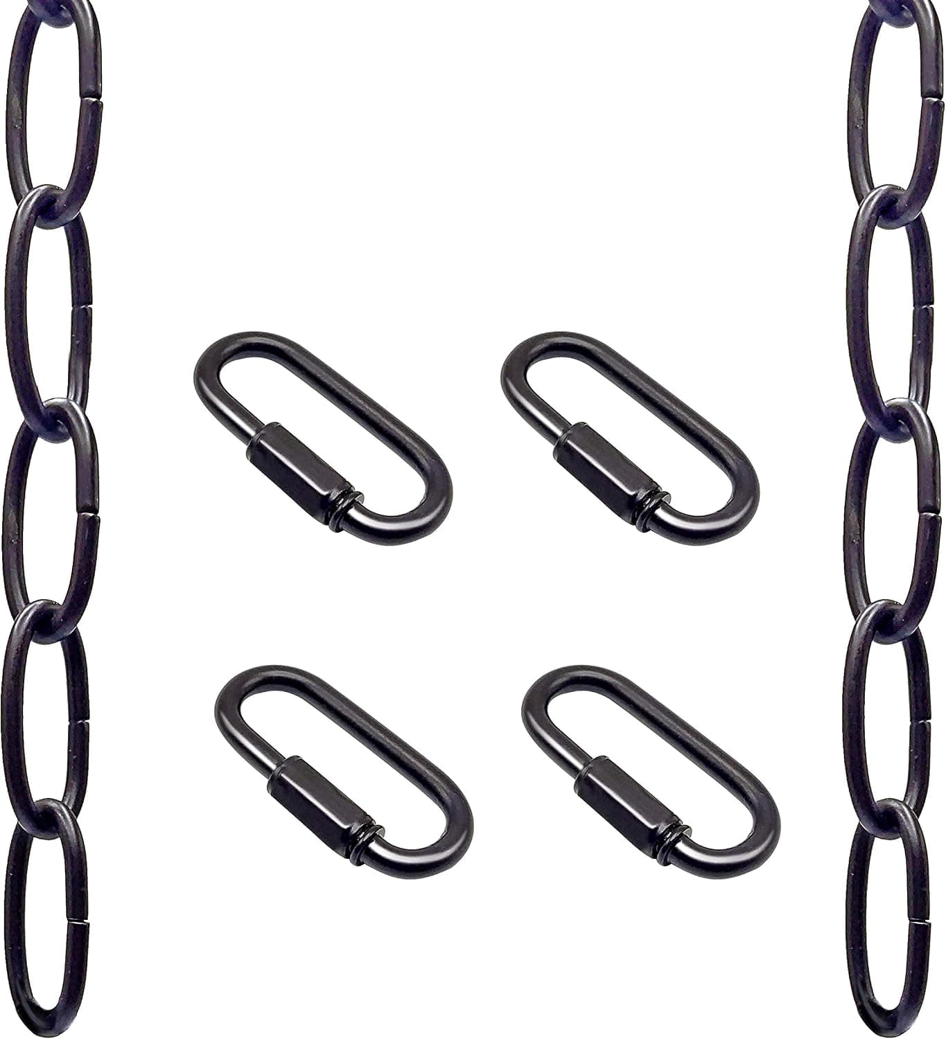 ECUDIS 6 Feet Black Pendant Light Fixture Chain, Lighting Hanging Chain Extension with Connection Locks, Lighting Chain Replacement for Chandelier, Plants, Fruit Basket (6 Feet Black)