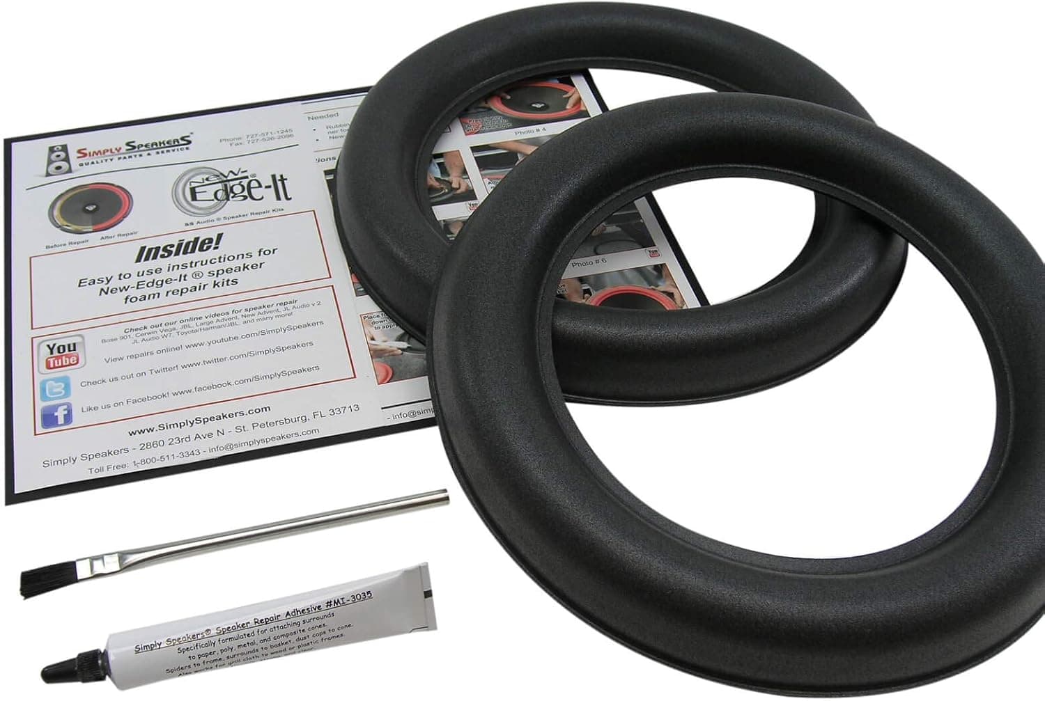 JL Audio 10 Inch W7 Foam Speaker Repair Kit, Super Wide Roll, 10W7, FSK-10JL-W7 (Pair)