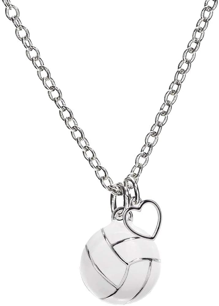 GIMMEDAT Heart Baseball, Volleyball, Basketball, Softball, Lacrosse, Tennis, Soccer Necklace for Girl's and Women Sports Fan Jewelry Gift for Player