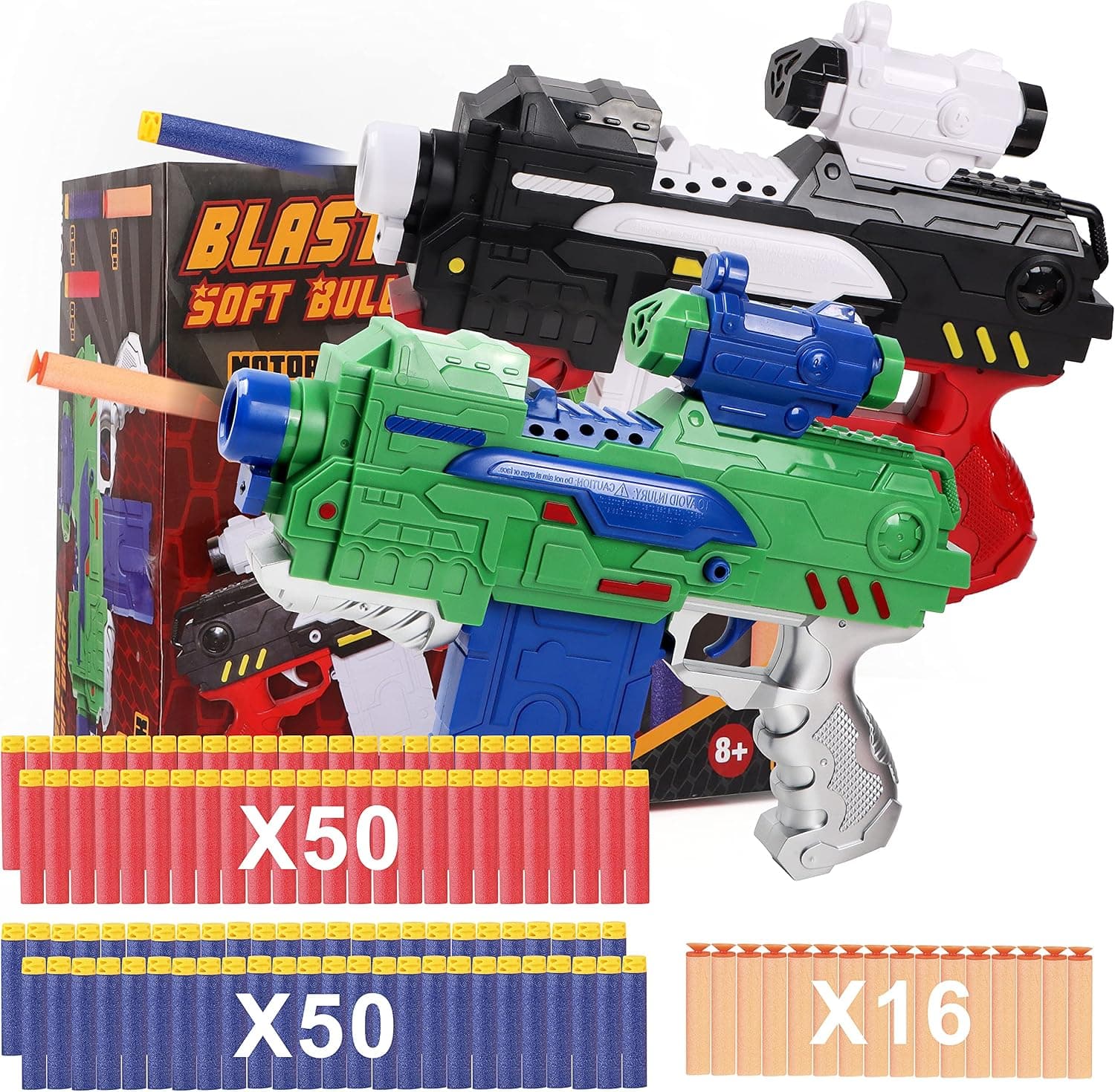 2 Pack Foam Blasters Toy Guns with 116 Darts for Kids,Nerf Guns for 6-10 Year Old Boys，Birthday Gifts for Boys and Girls