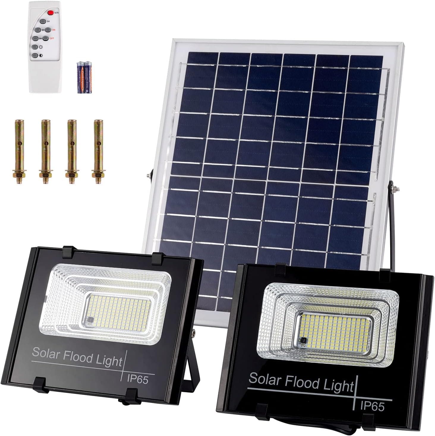Wahzivox Solar Flood Lights Outdoor,Outdoor Solar Security Lights IP65 1000LM 6500K 16.4ft Cable 2-in-1 with Remote Control for Barn, Garden, Pool, Garage