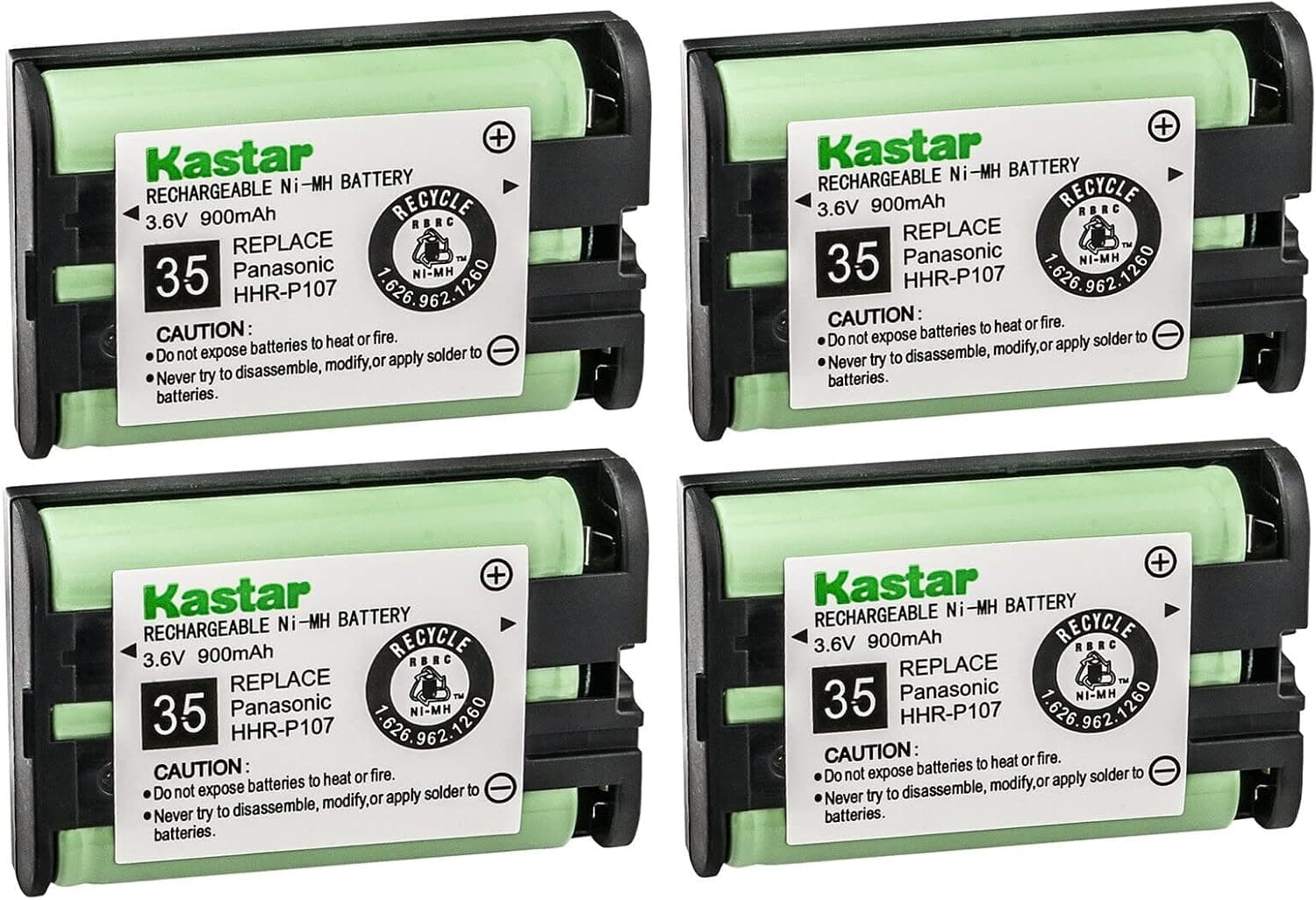 Kastar 4-Pack HHR-P107 Battery Replacement for Panasonic HHR-P107 HHRP107, HHR-P107A HHR-P107A/1B HHR-P107A1B, Type 35, PQSUHGLA1ZA, Radio Shack 23-499 23499 Sennheiser BA300