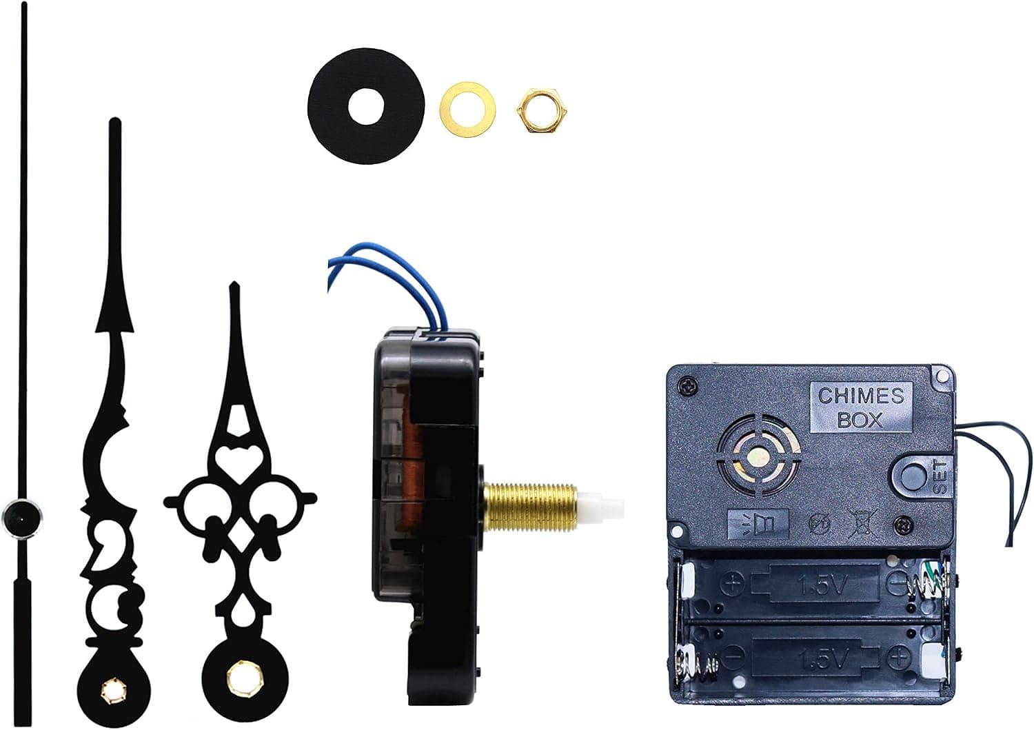 Youngtown 12888 Trigger Quartz Clock Movement with Plastic Music Chime Box 1/2 Inch Maximum Dial Thickness, 59/64 Inch Total Shaft Length