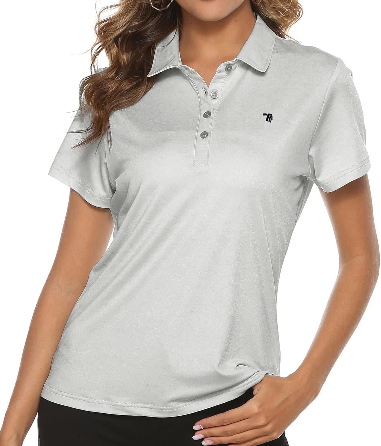 TBMPOY Women's Golf Polo T Shirts Lightweight Moisture Wicking Short Sleeve Shirt Quick Dry 4-Button