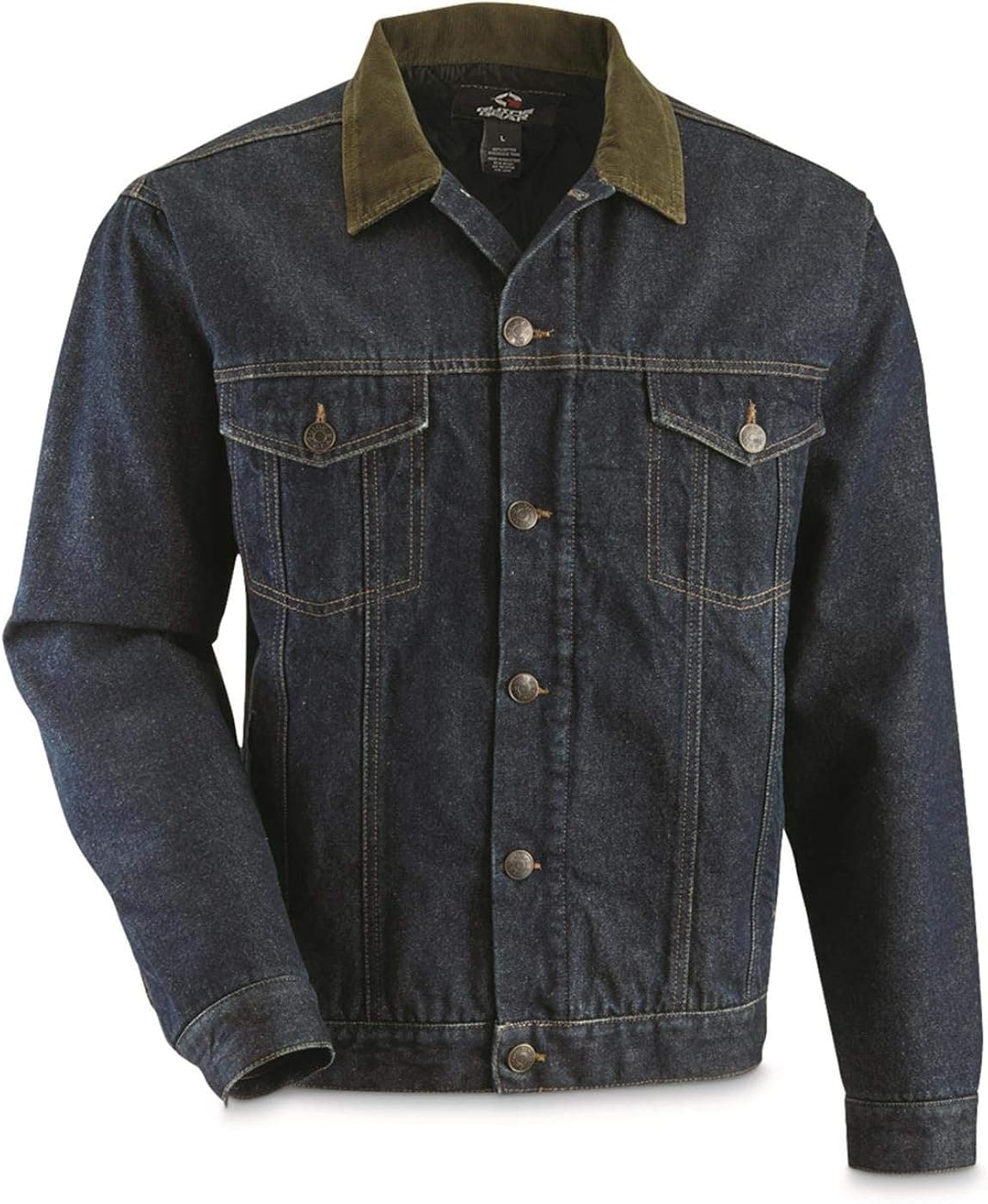 Guide Gear Quilt Lined Denim Jean Jacket for Men, Cotton Button Down Trucker Jacket