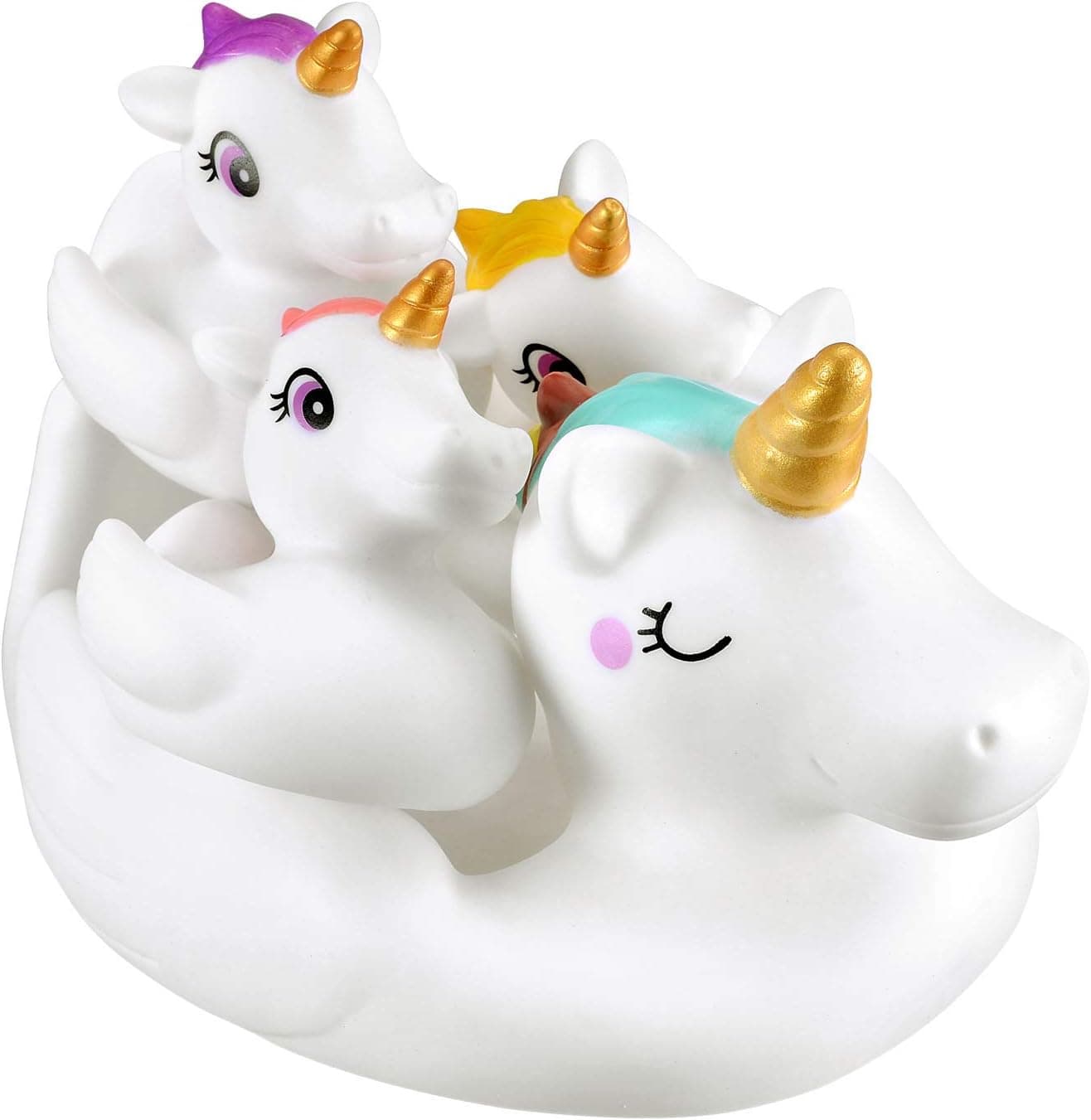 YowellGo Bath Toys, Water Spray Toys Cute Unicorn Rubber for Baby Kids Toddlers,for Shower Time or Pool Party,Unicorn Floating Bath Squirt Toys Ideal Gifts, 4pcs Set