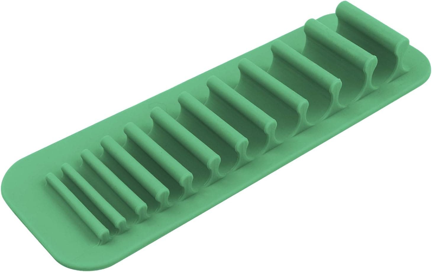 Makeup Brush Holder Suction Wall Silicone Cosmetic Brush Organizer Brush Storage Rack for Air Drying & Easy Taking Beauty Tools Container In Various Sizes Holes for Different Brush (Green）