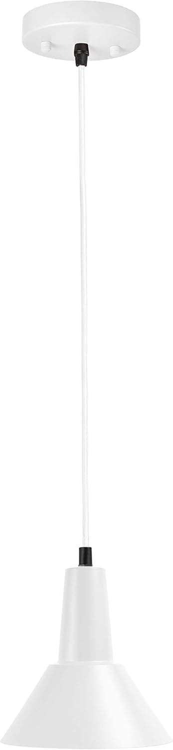 LEDPAX Technology Interior Fixtures Modern Industrial Hanging Pendant Small Shade Ceiling Light, Adjustable, Matte White