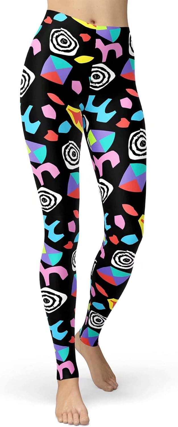 sissycos Women's 80s Leggings Artistic Splash Printed Buttery Soft Stretchy Pants