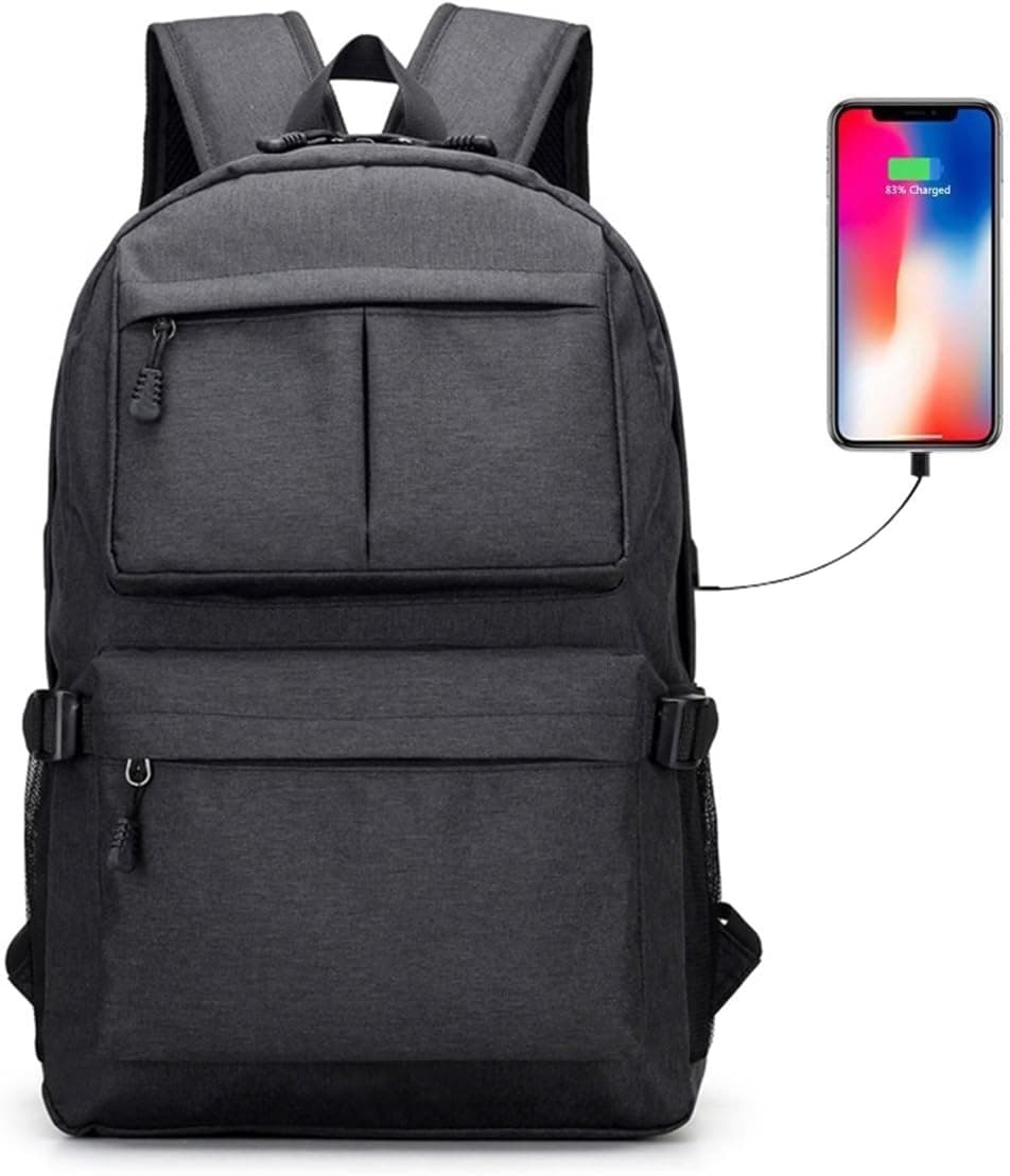 Laptop Backpack College Travel Bookbag by Viyear Fit 15.6 Inch Computer with USB Charging Port Water Resisitant School Bag Slim Business Daypack for Women and Men (Black)