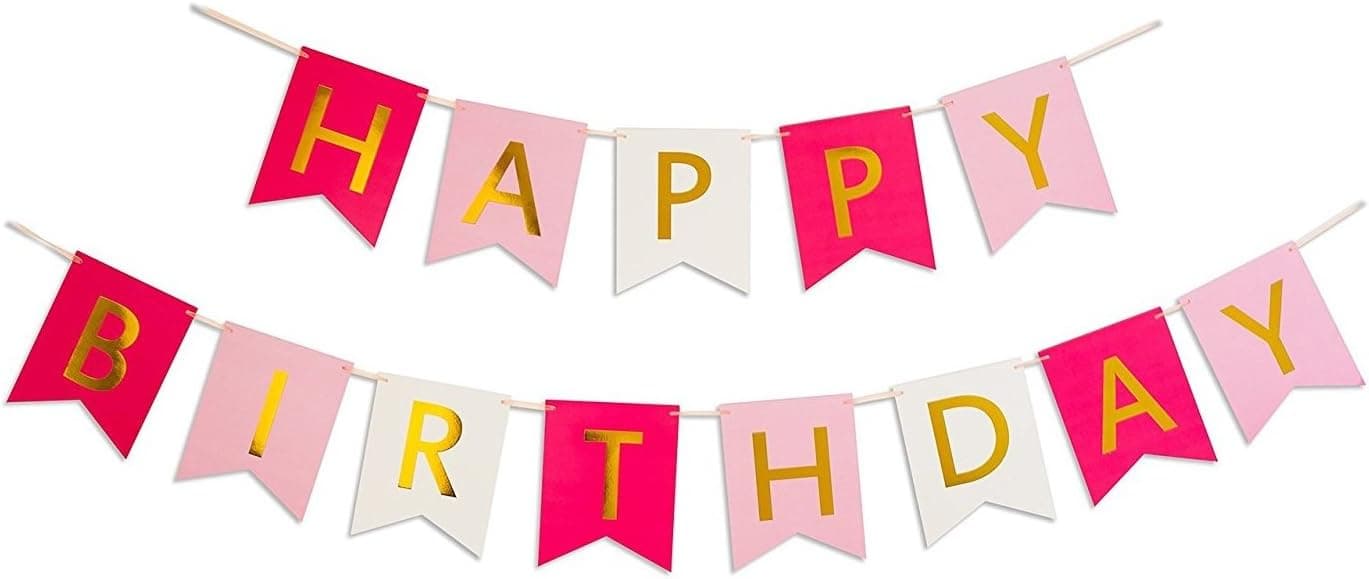 HPILISH Party Decorations, Parlie 45pcs Party Decors and Supplies, Set Includes Happy Birthday Banner, Paper Tassels, Pompoms and Garland Stars for Girls