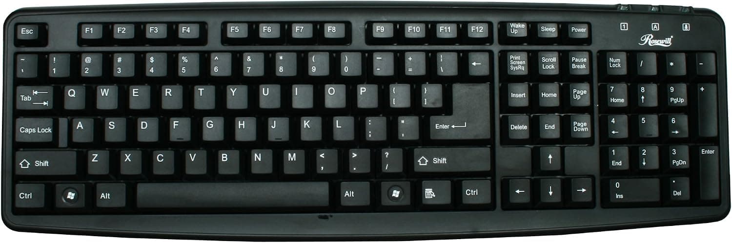 Rosewill 107 Normal Keys PS/2 Wired Standard Keyboard, Black (RK-201)