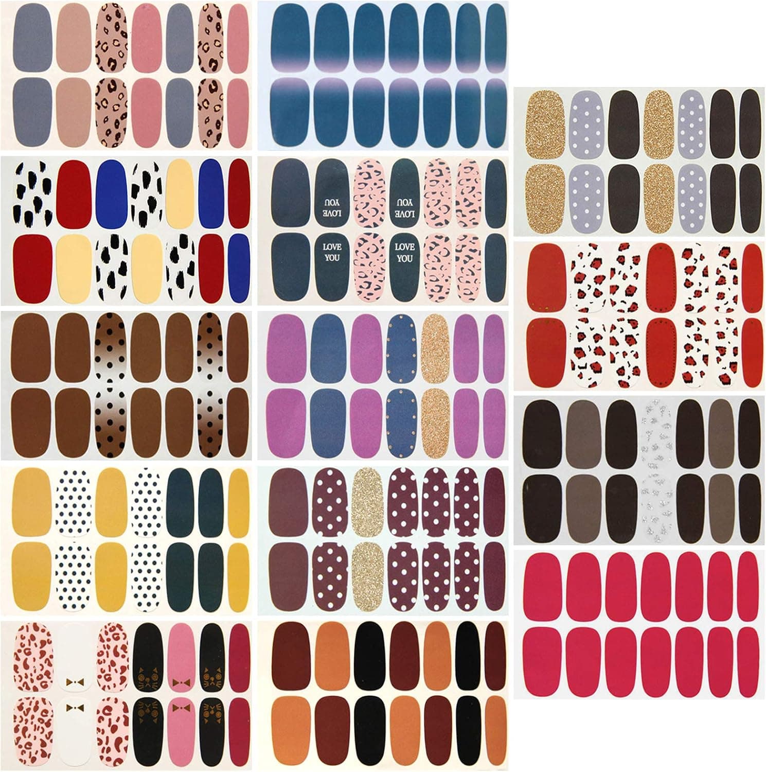 14 Sheets Full Wraps Nail Polish Stickers,Self-Adhesive Nail Strips (style40)