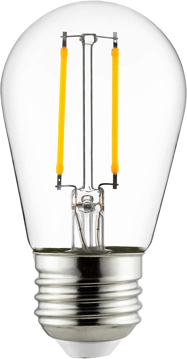 Sunlite 81073-SU LED S14 Filament Style String Light Bulb, ETL Listed, 2 Watts (25W Equivalent), 200 Lumens, Medium Base (E26), Dimmable, 2700K Warm White, 1 Count