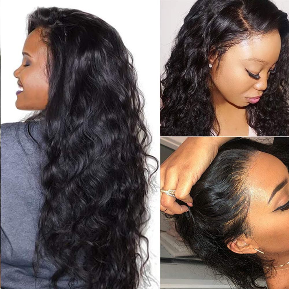 Suerkeep Lace Front Body Wave Wigs Glueless 150% Density Virgin Remy Brazilian Human Hair Lace Frontal Wigs Body Wavy with Baby Hair Natural Hairline (14inch, Natural Color)