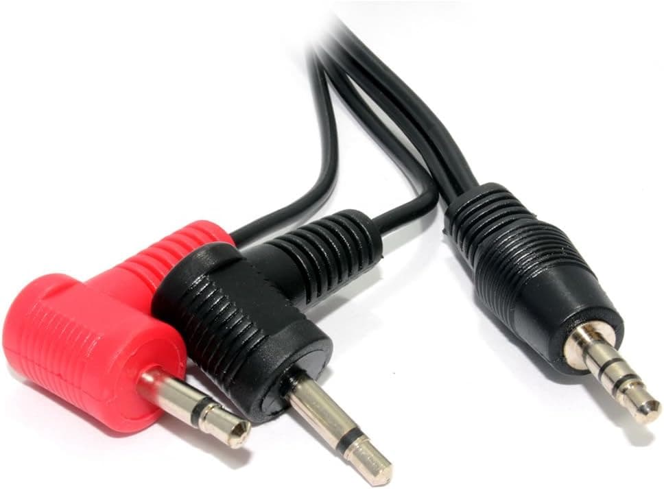 kenable 3.5mm Stereo Jack Plug to Twin 3.5mm Right Angled Mono Jack Plugs 1m (~3 feet)