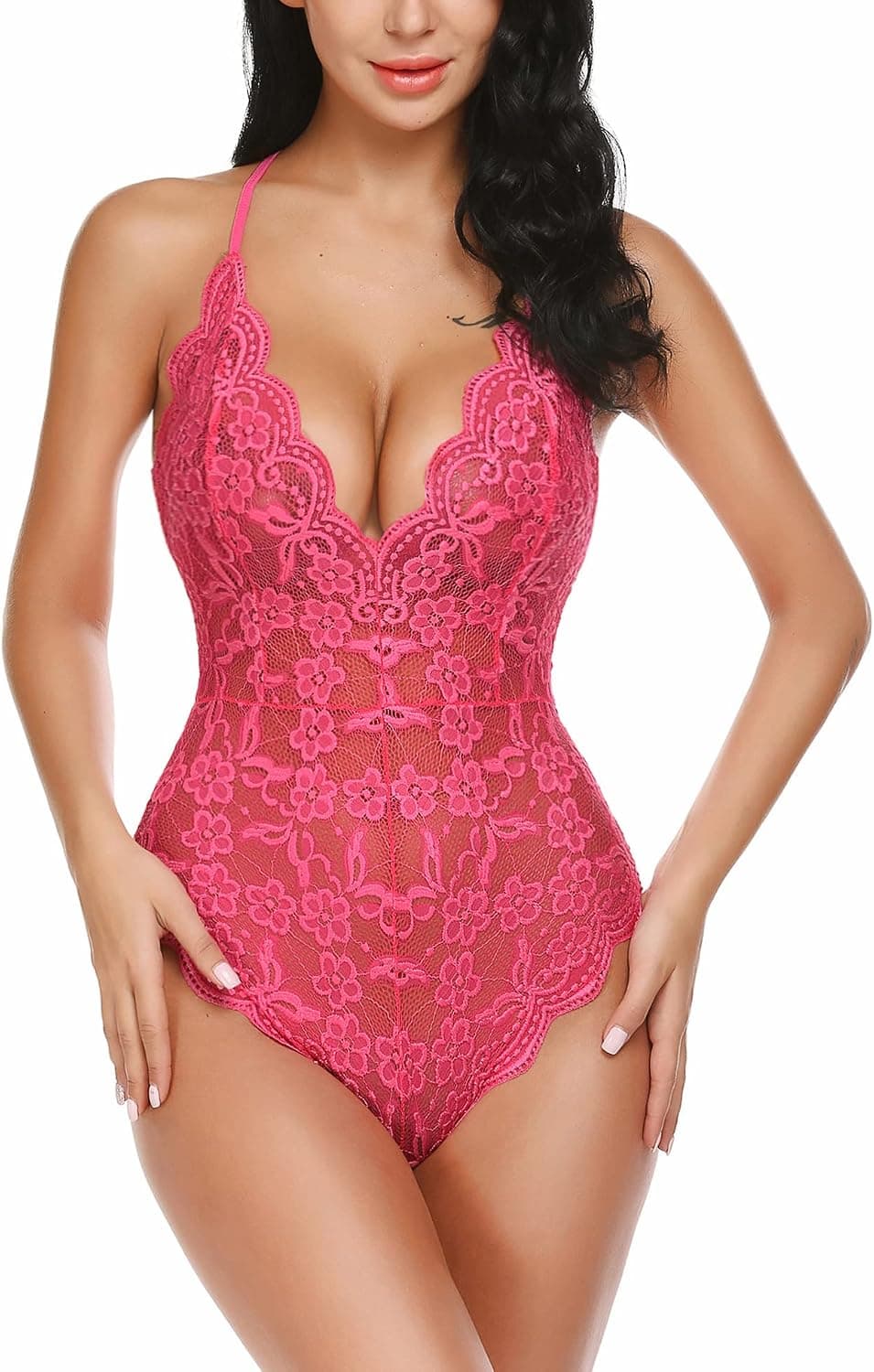 Avidlove Women One Piece Lingerie Deep V Teddy Sexy Lace Bodysuit